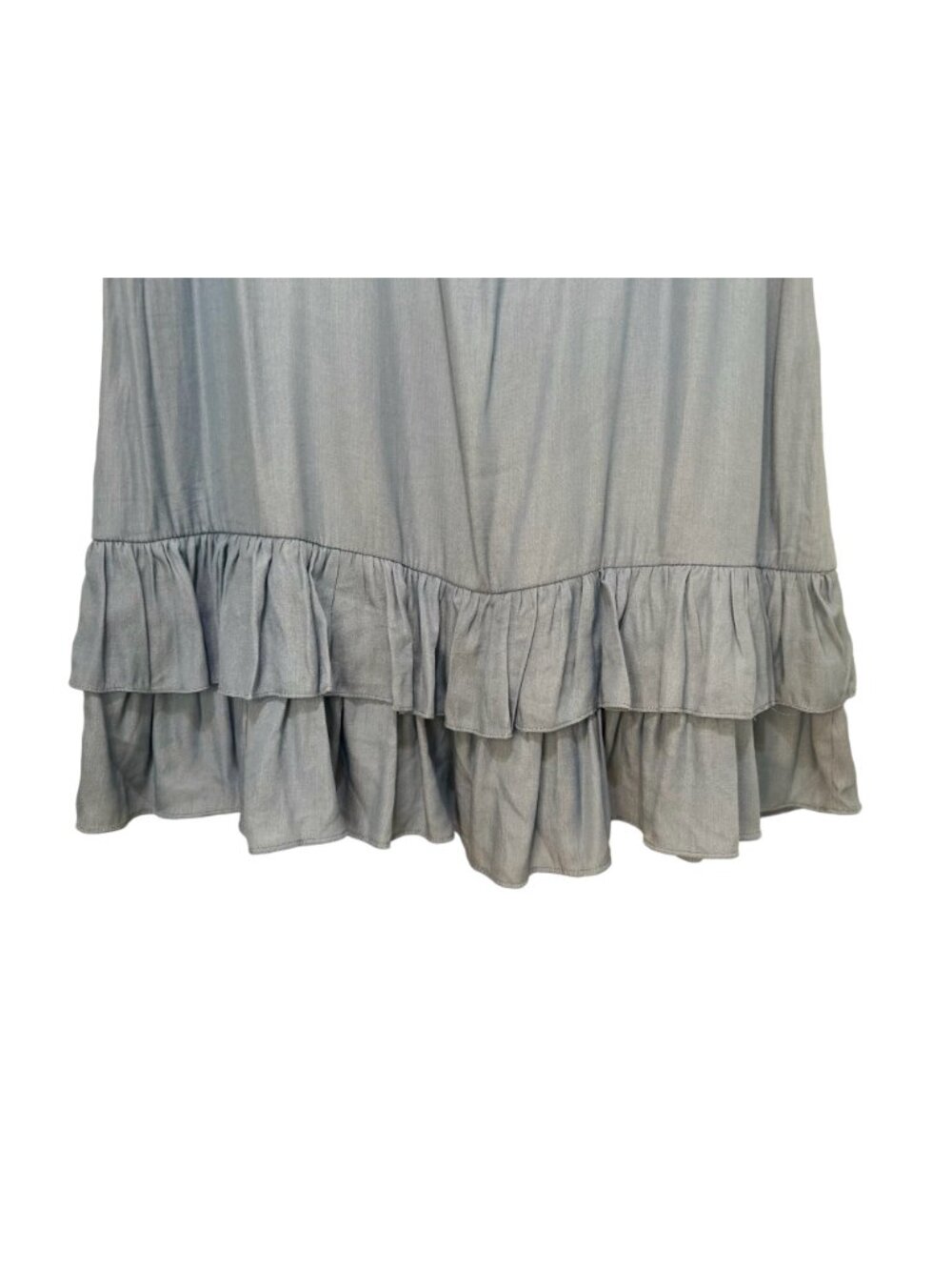 Mulla Fringe Ruffles Tunic Mini Dress Large Blue Tassel Scoopback Bohemian Resor - Picture 14 of 14